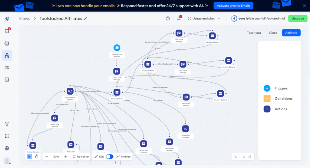 Layout of flow for chatbot used on Toolstacked