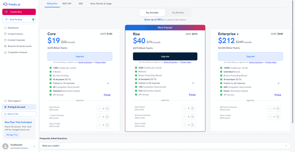 Predis.ai annual price