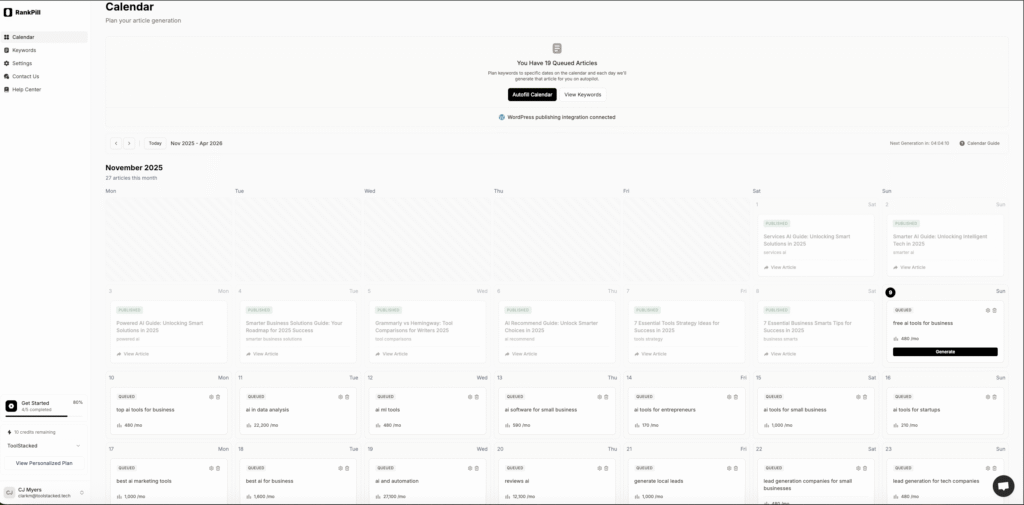 calendar showing scheduled posts
